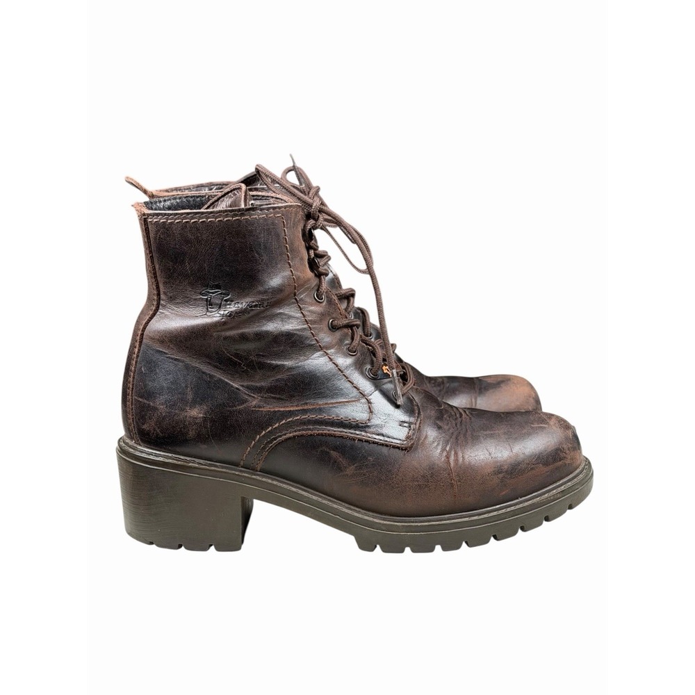 Havana Joe Women's Boots Sz 40/US 9-9.5 Lace Brown Leather Heels Round Toe